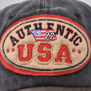 Casquette de baseball vintage en coton délavé gris foncé avec patch brodé USA rétro