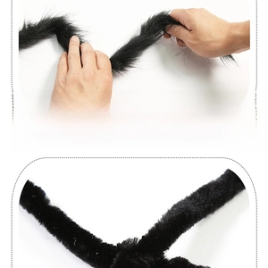Detail of plush black spider leg with flexible steel wire for Halloween prop styling