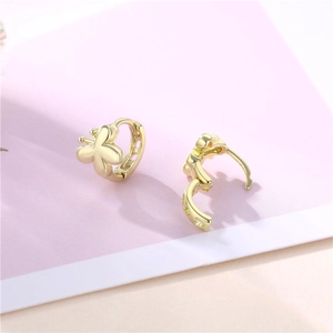 Elegant 18K gold butterfly hoop earrings with hollow forest style design for women