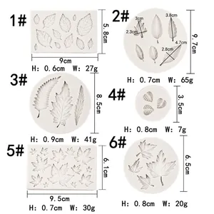 Set of 6 maple and leaf shaped silicone fondant molds for cake decorating and DIY baking