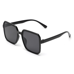 Classic oversized black square sunglasses with dark polarized lenses for UV protection