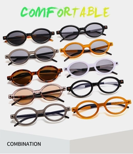 Collection of oval retro sunglasses and clear frames in various vibrant colors