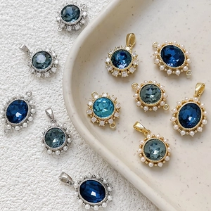 18k gold plated jewelry findings with blue stones and pearls for DIY necklace making