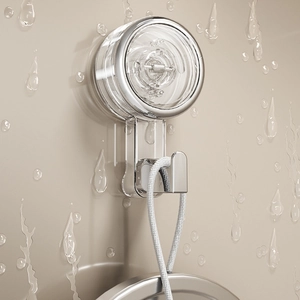 Strong vacuum suction cup hook in transparent PC with silver plating for bathroom use
