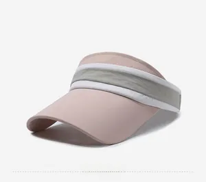 Detail view of pink and grey color-block sun visor with NARAS embroidery on the side