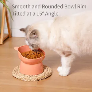 Gamelle ergonomique pour chat orange avec inclinaison de 15 degrés pour le cou