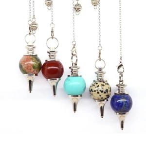Pendentifs pendules en cristal naturel avec chaînes argentées pour la méditation spirituelle