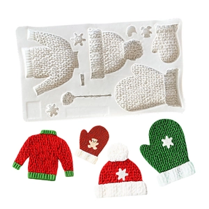 Stampo in silicone natalizio con texture a maglia per decorazioni a maglione e guanti