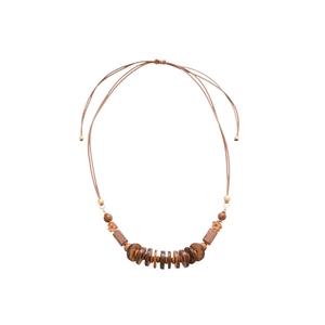 Bohemian geometric wooden bead pendant necklace with rattan circular design for women