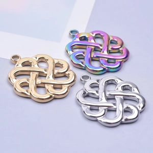 Three Witch's Knot pendants in gold, silver and rainbow finish for DIY jewelry
