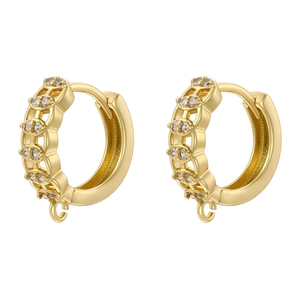 Golden double-layer hollow hoop earrings with micro-set zircons and functional hooks