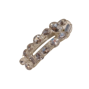 Sparkling rhinestone zircon hair clip with silver finish on a minimalist white background