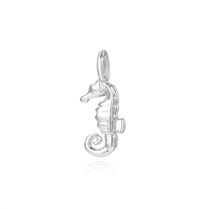 Polished silver seahorse pendant charm for DIY jewelry making with smooth reflective finish