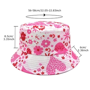 Bob rose à motif floral et cœur pour femme avec dimensions pour protection solaire