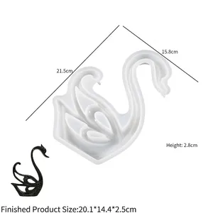 Stampo in silicone a forma di cigno per resina epossidica con dimensioni e piumaggio