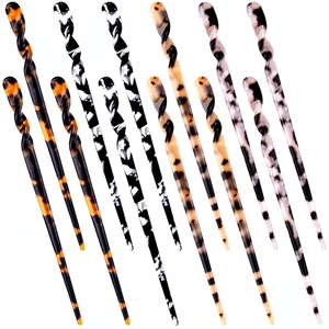 Minimalist spiral acetate hair pins in tortoiseshell and marble patterns set