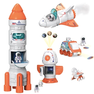 Space Exploration Rocket Toy Astronaut Shuttle Model Light Music Projection Spray Educational Science Plastic Assembly Kids
