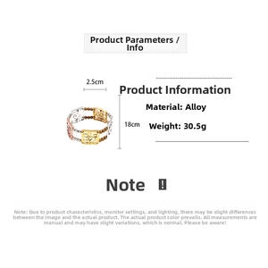 Detail view of hollow square metal pattern bracelet with dimensions and 30.5g weight