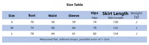 Detailed size table for the slim off-shoulder solid dress with bust and waist measurements