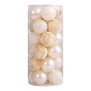 Champagne Christmas ball ornaments set with matte and glitter finish in clear tube