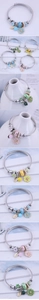 Detail of adjustable stainless steel wire charm bracelet with daisy flower and crystal beads