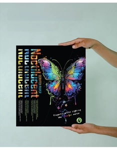 Kit d'art en papier à gratter A4 lumineux avec motif papillon pour cadeau créatif