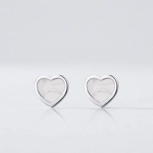 Orecchini A Lobo A Cuore Con Perno In Argento 925 Intarsio In Madreperla Gioielli Eleganti Per Donna