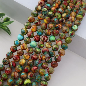 Macro de perles rondes en jaspe impérial coloré pour création de bijoux DIY