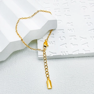 Gold stainless steel chain bracelet with adjustable lobster clasp and polished finish
