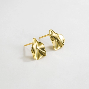 French Vintage 925 Sterling Silver Stud Earrings For Women Irregular Geometric Wave Earrings Gold Silver Plated Elegant Fashion Jewelry