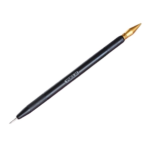 Dual-tip scratch art pen with gold and silver nibs for city nightscape drawing