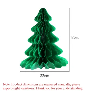 30cm height green honeycomb paper Christmas tree decoration with 22cm base diameter