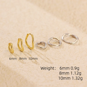Irregular wavy S925 sterling silver hoop earrings in gold and silver, assorted sizes