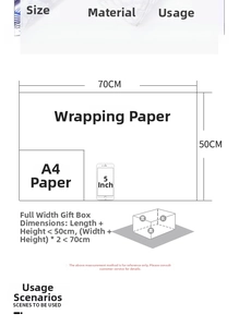 50x70cm blue patterned gift wrap size guide and dimension tutorial with scaling reference