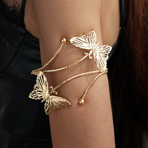 Bracelet De Bras Papillon En Alliage Doré Évidé Spirale Ouvert Pour Femmes Bijoux De Bras Minimaliste Boho
