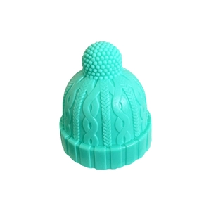 Creative mint green silicone wine bottle stopper with knitted hat texture and pompom