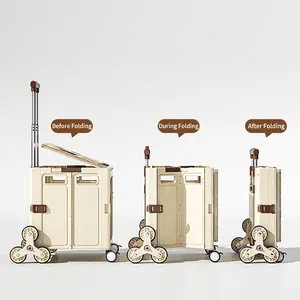 Chariot de transport pliable pour animaux avec poignée télescopique et roues d'escalier