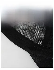 Close-up of breathable mesh fabric and wide sweatband on black sports cap for sun protection