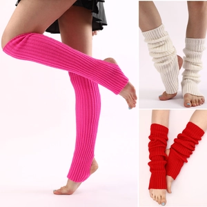 Beinstulpen Gestrickt Acryl Rippenmuster Yoga Ballett Tanz Winter Warm Lange Socken Ohne Fuß Damen