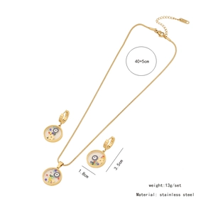 Detailed size specifications for stainless steel necklace and earrings jewelry set