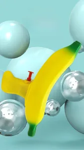 Detail of creative banana water gun featuring a red trigger and smooth yellow ABS plastic