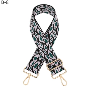 Adjustable colorful leopard print shoulder strap with gold metal hooks for handbags