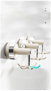 Detail of multi-purpose six-claw rotating suction cup hook for kitchen and bathroom walls