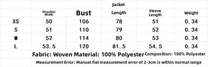 Size chart showing XS to L measurements for casual linen-style women's blazer suit