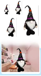 Size comparison chart for Halloween plush gnomes ranging from 35cm to 80cm tall