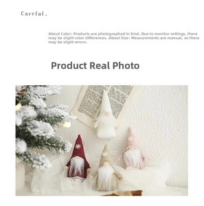 Set of Christmas gnome plush ornaments with snowy hats and white beards for tree decor
