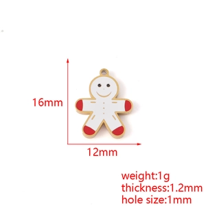 Detailed technical diagram of 18K gold-plated gingerbread man charm with precise measurements