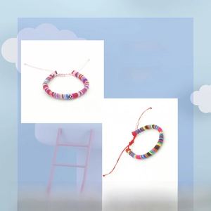 Detail of colorful bohemian hand-woven surf bracelets with adjustable slider knots