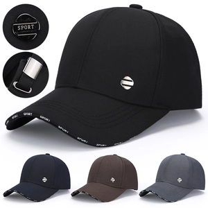 Polyester Baseball Cap With Sport Metal Badge And Letter Print Adjustable Sun Hat For Men Outdoor Casual