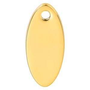 Minimalist oval polished 18k gold plated stainless steel pendant for DIY jewelry